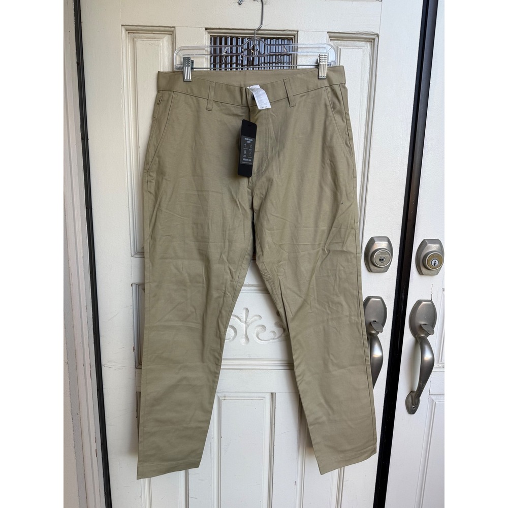 Fabletics Mens‎ High Side Chino Slim Fit Pants Khaki Tan 32x30 NWT Stretch Tech